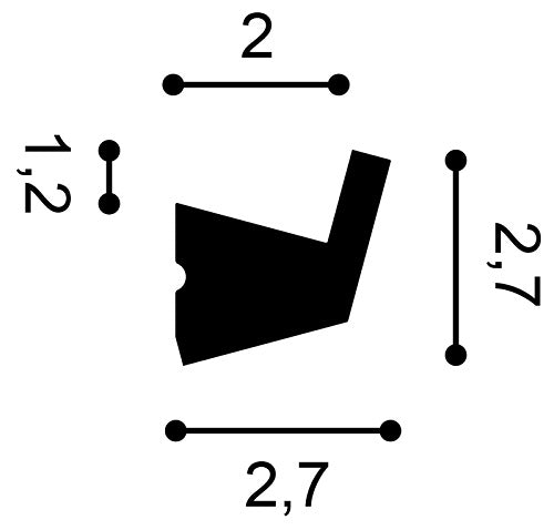 Small, Plain Coving, Curving, LED Uplighting Lightweight Flexible Coving CX189 with a 20mm by 27mm, with a 20mm by 12mm indent.