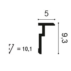 Medium-sized, Plain Coving, Modern, U-Stepped, LED Lighting, Lightweight Coving CX197, with a 50mm ceiling length, a 93mm wall drop, and a maximum diagonal of 101mm.