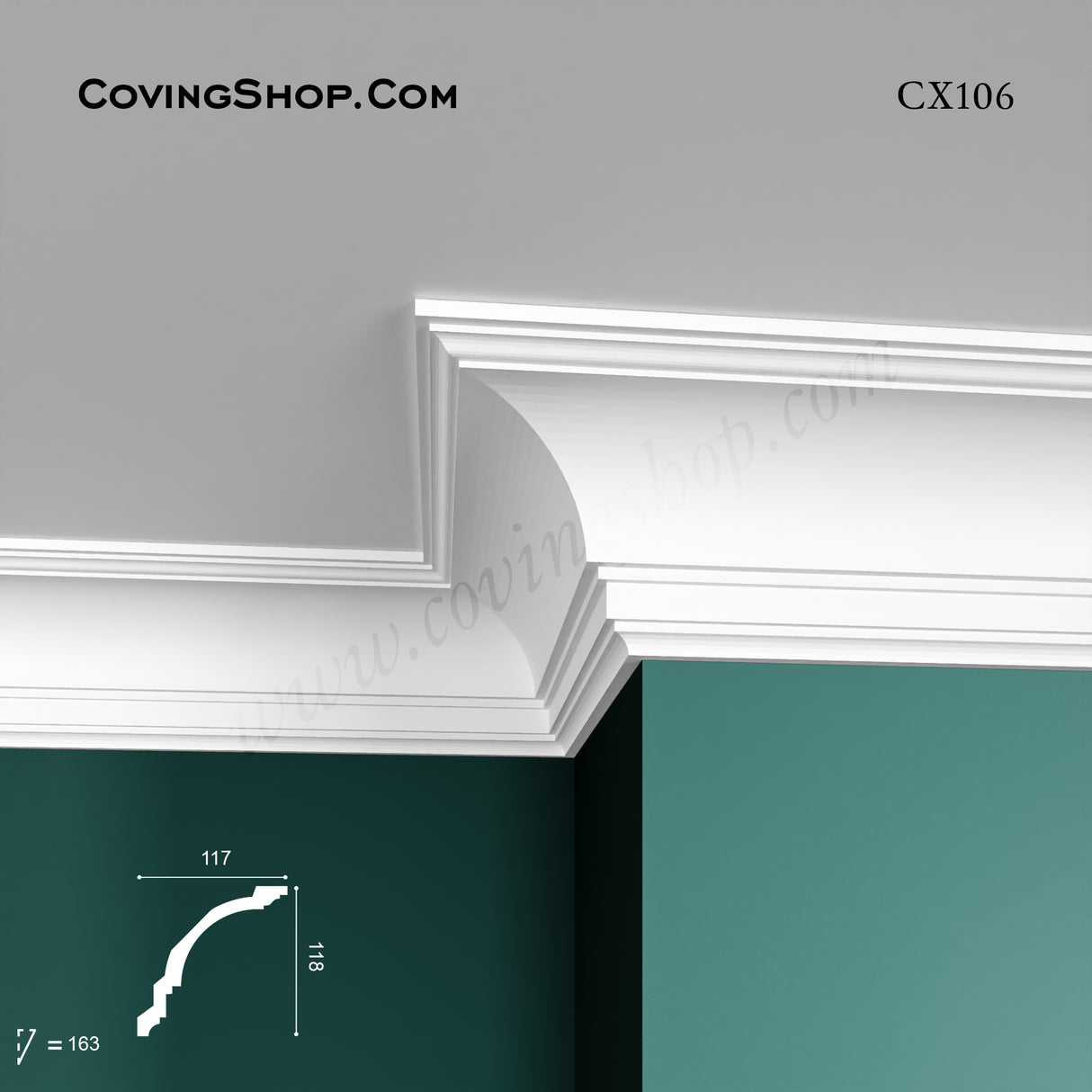CX106 PU Coving 118mm x 117mm x 2m