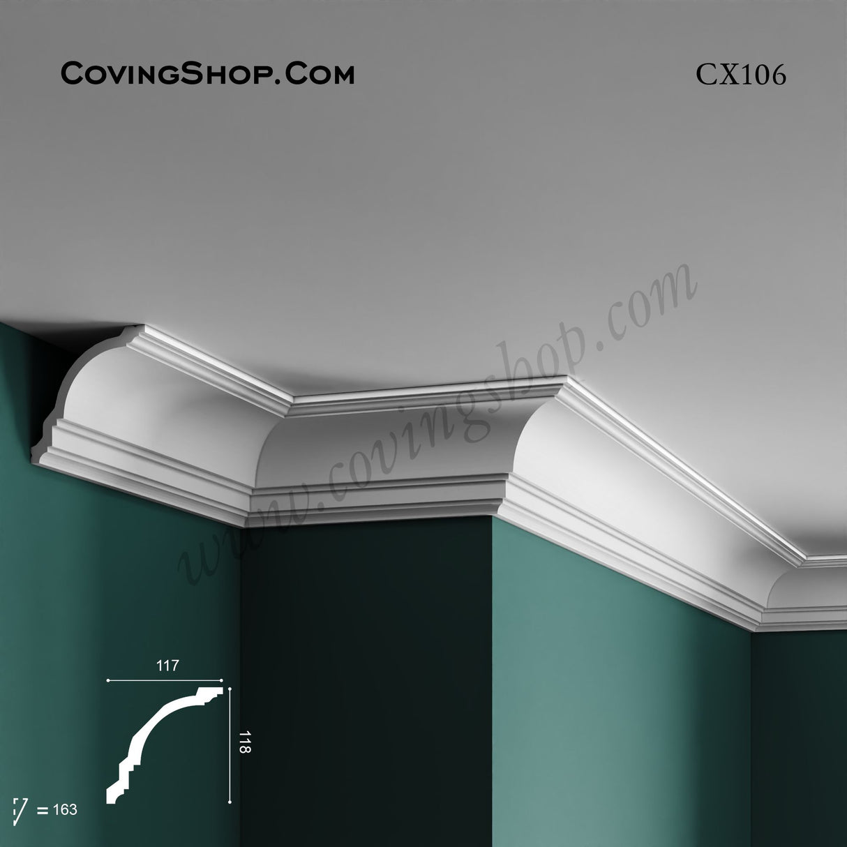 CX106 PU Coving 118mm x 117mm x 2m