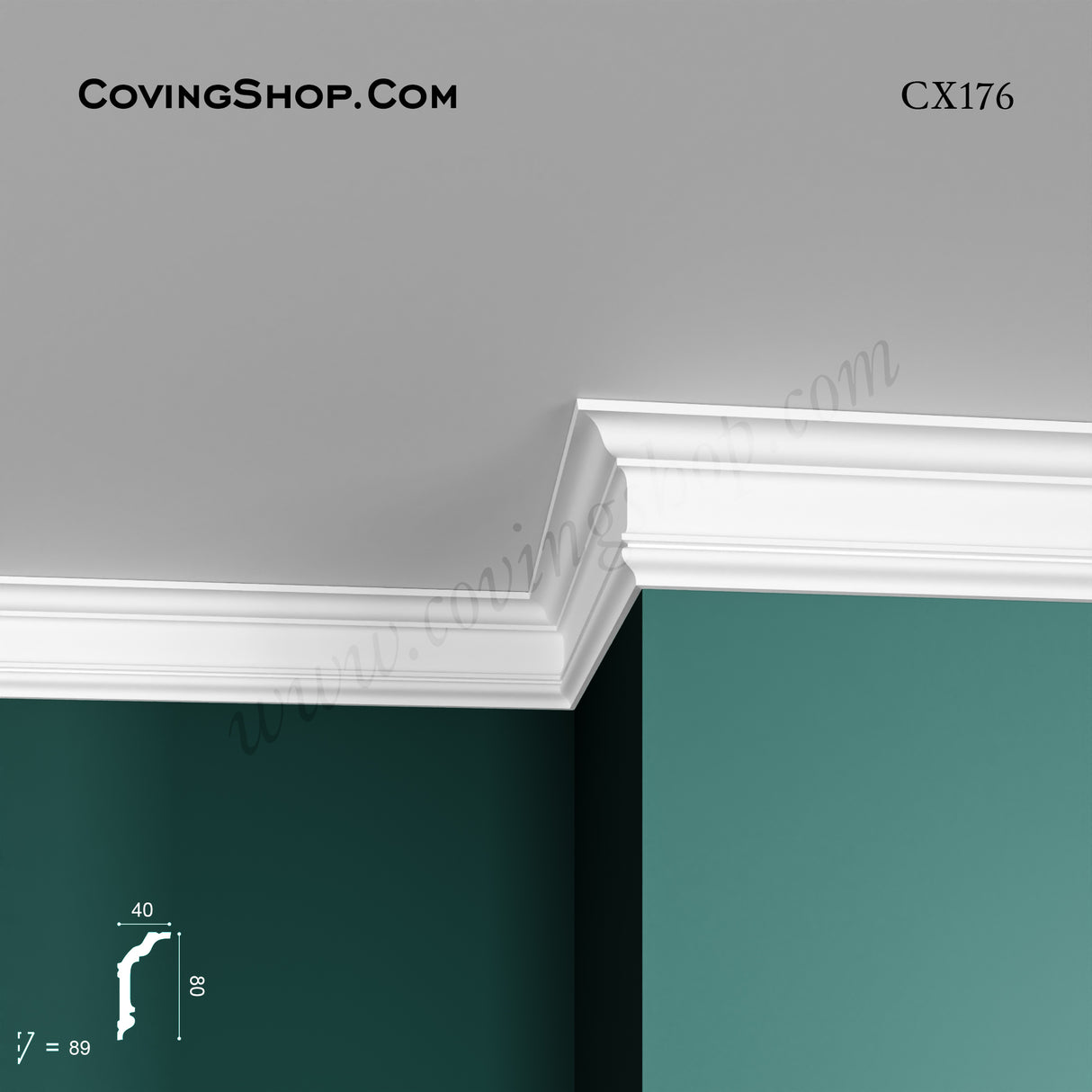 CX176 PU Coving 80mm x 40mm x 2m