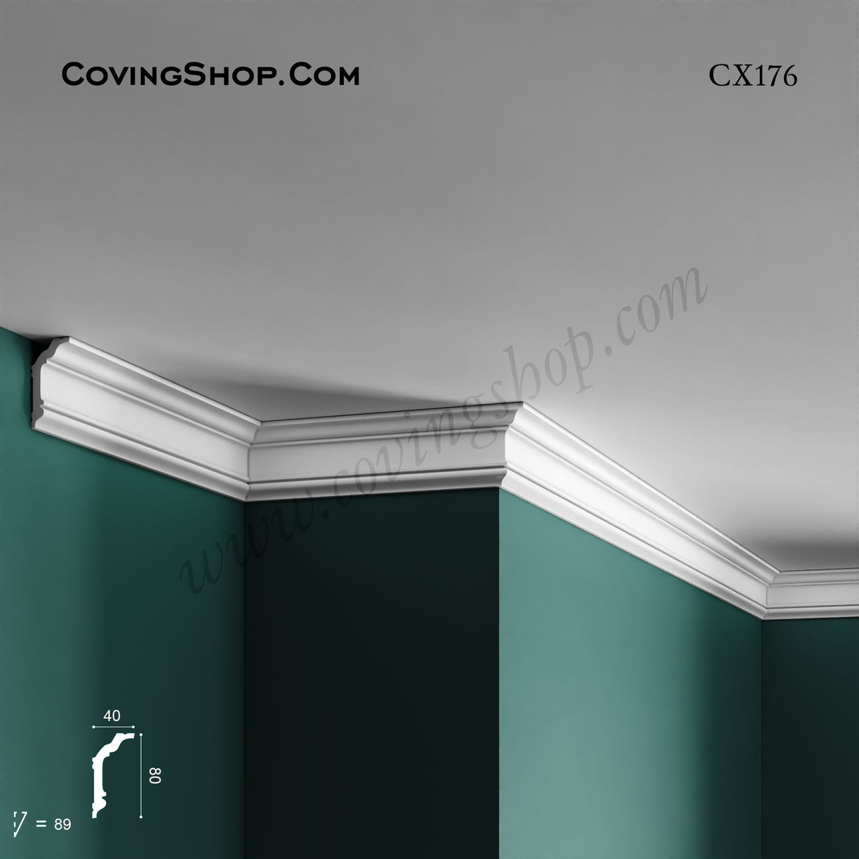 CX176 PU Coving 80mm x 40mm x 2m