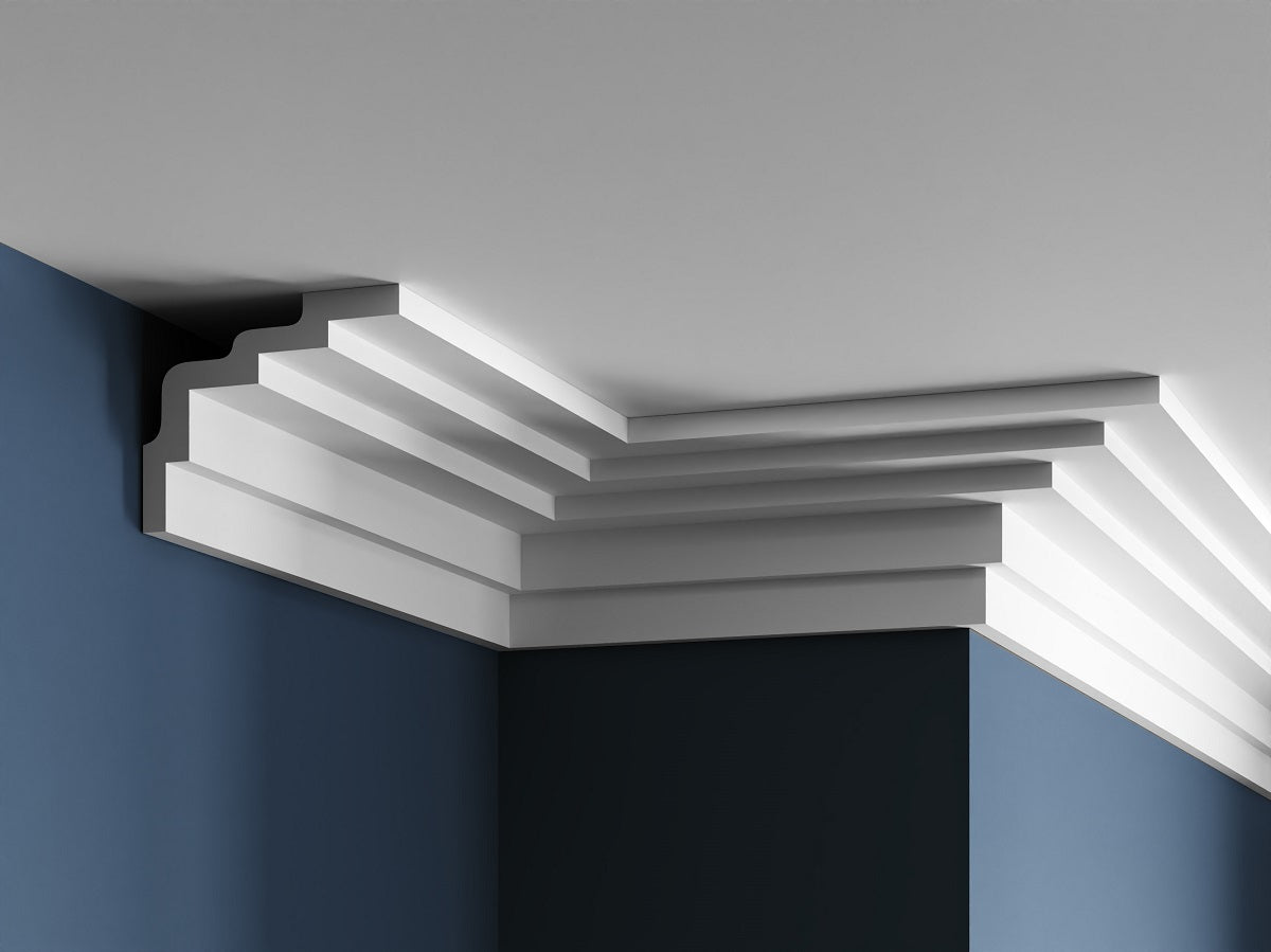 DM1931 Five Step Plaster Coving Art Deco (Ceiling 152mm x 127mm Wall)