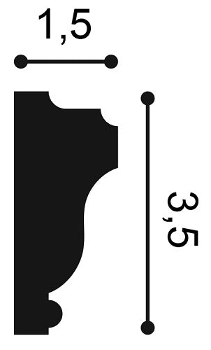 Small, Plain, Wall Moulding, Lightweight Dado Rail PX117, 15mm wide, 35mm tall.