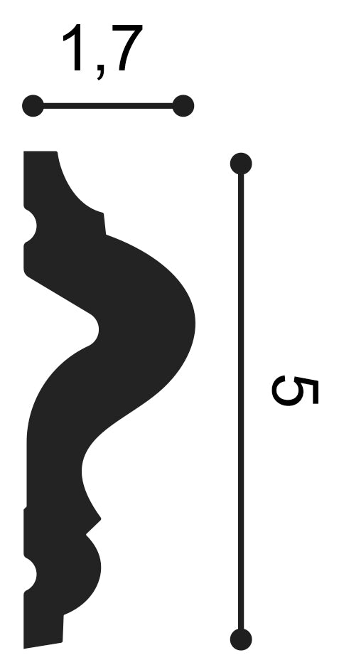 PX175 PU Dado Rail 50mm x 17mm x 2m