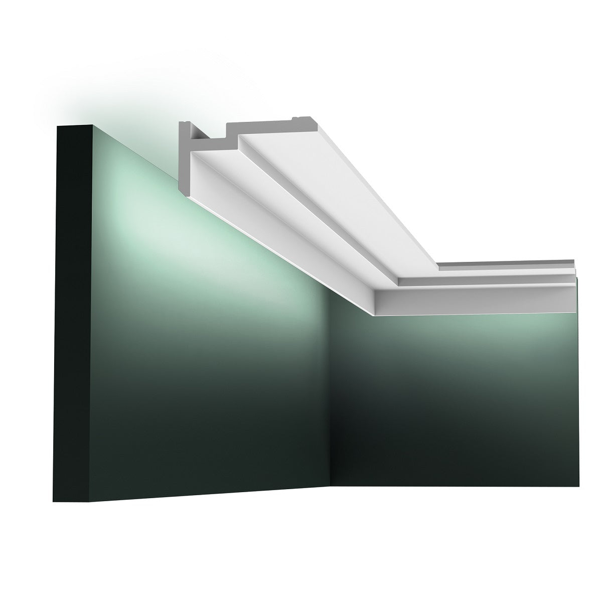 Medium-sized, Plain Coving, Modern, U-Stepped, LED Lighting, Lightweight Coving CX197. 